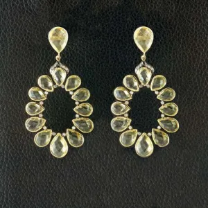 Lemon Quartz & Diamond Dangle Earrings