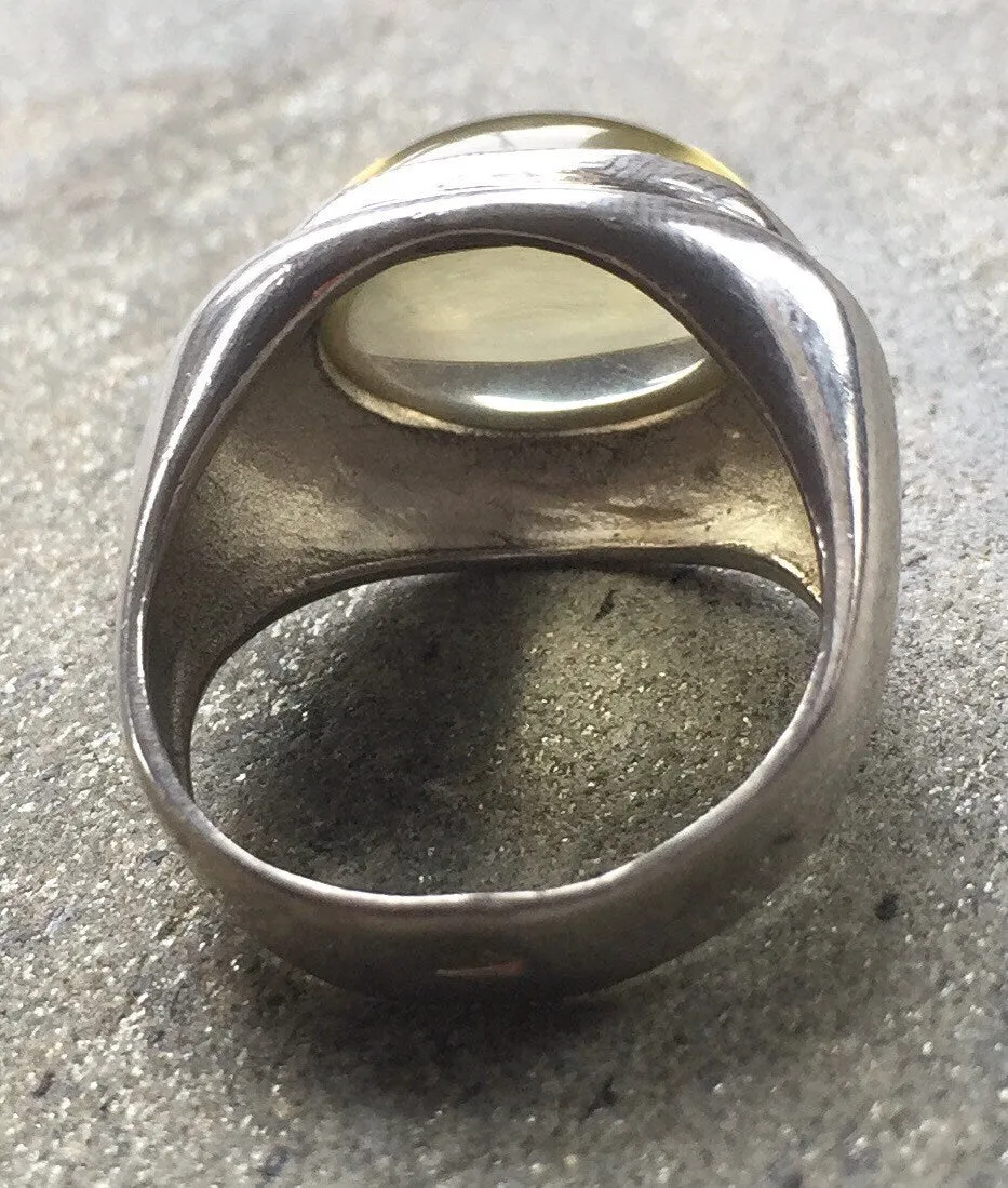Lemon Quartz Ring - Yellow Statement Ring - Large Bezel Ring