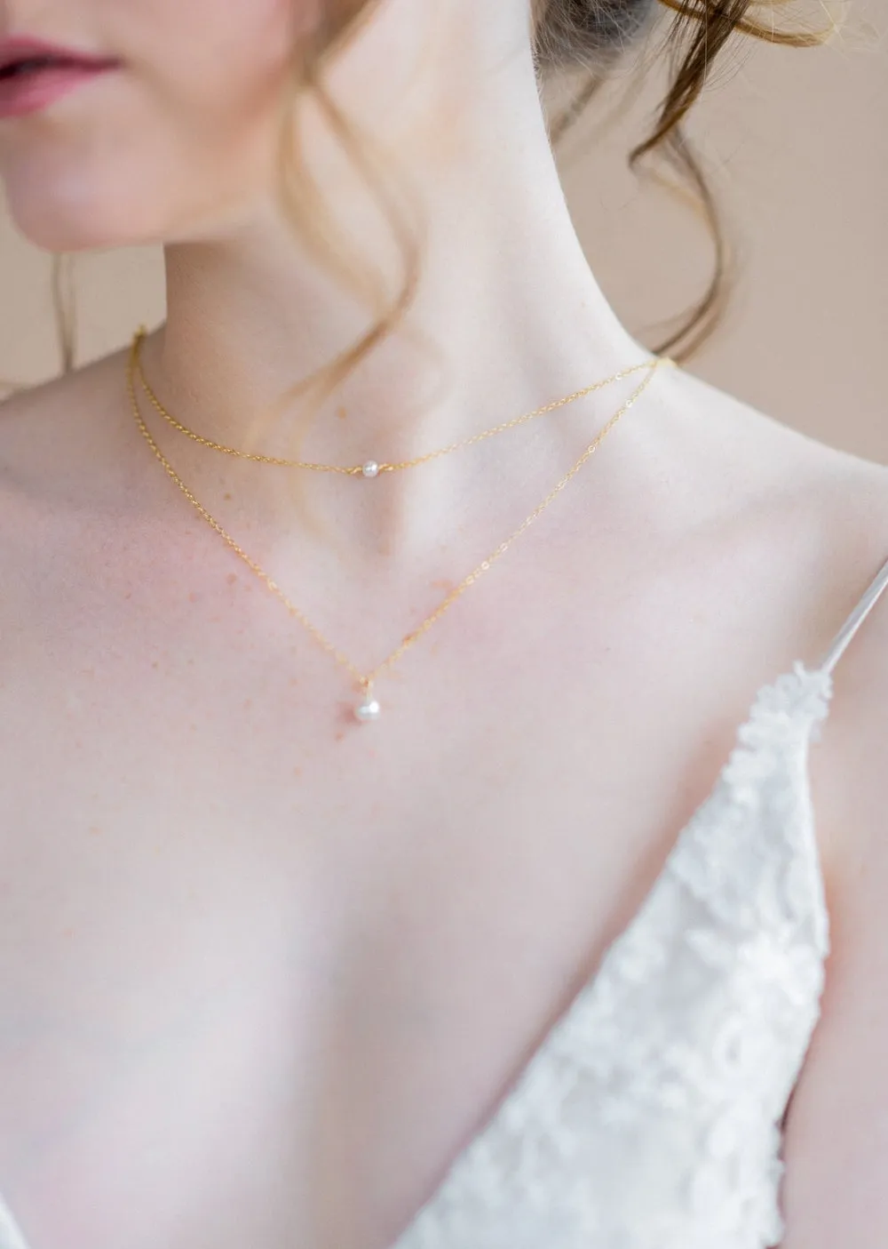 LENA Pearl Drop Back Necklace