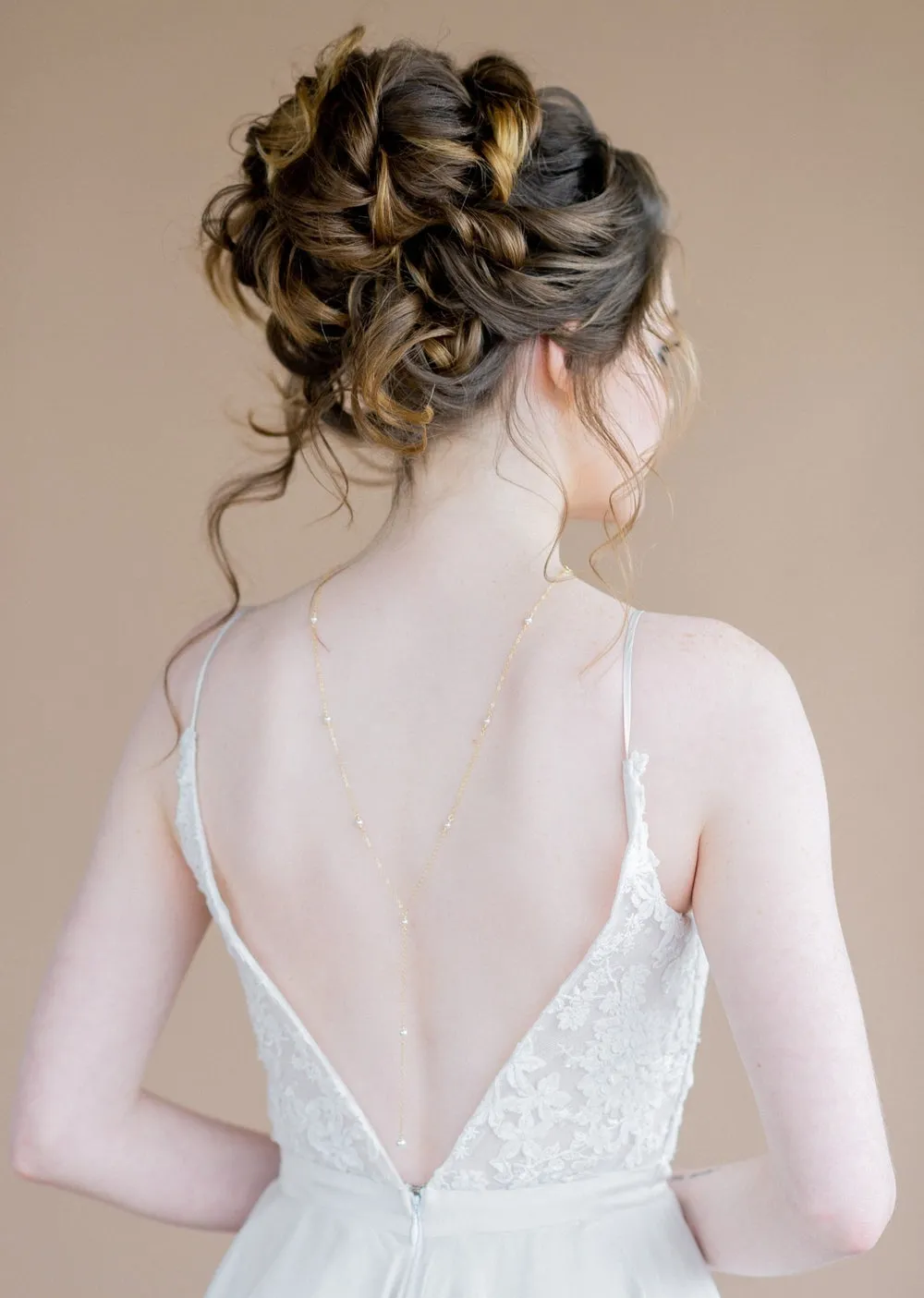 LENA Pearl Drop Back Necklace