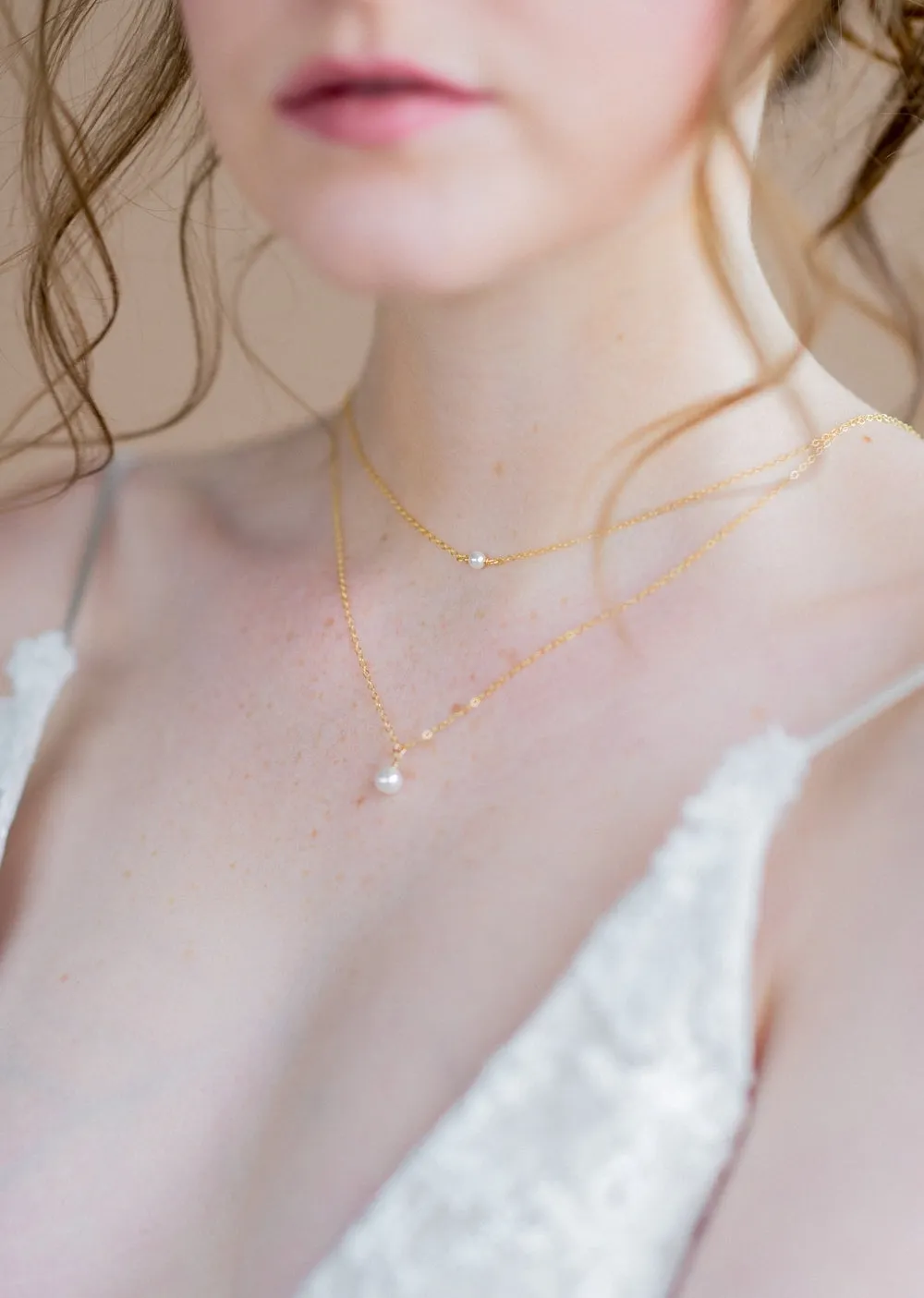 LENA Pearl Drop Back Necklace