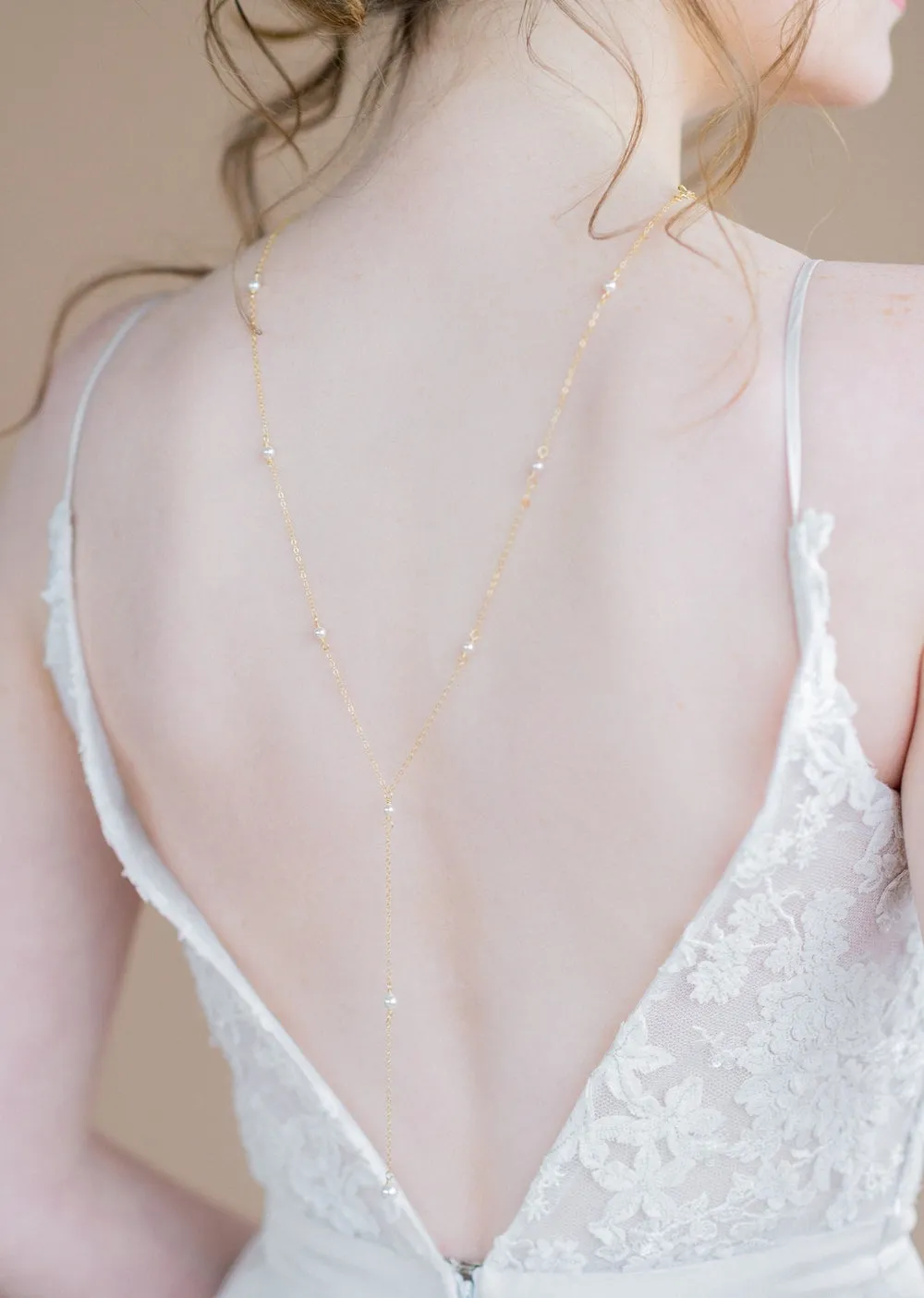 LENA Pearl Drop Back Necklace