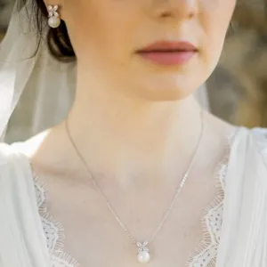 Liliane Jewellery Set, Pearl & Crystal Stud Earrings with Pendant Necklace