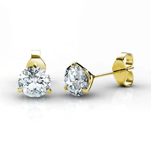 Limited 0.25CT Round Cut Diamond Stud Earrings in 14KT Yellow Gold