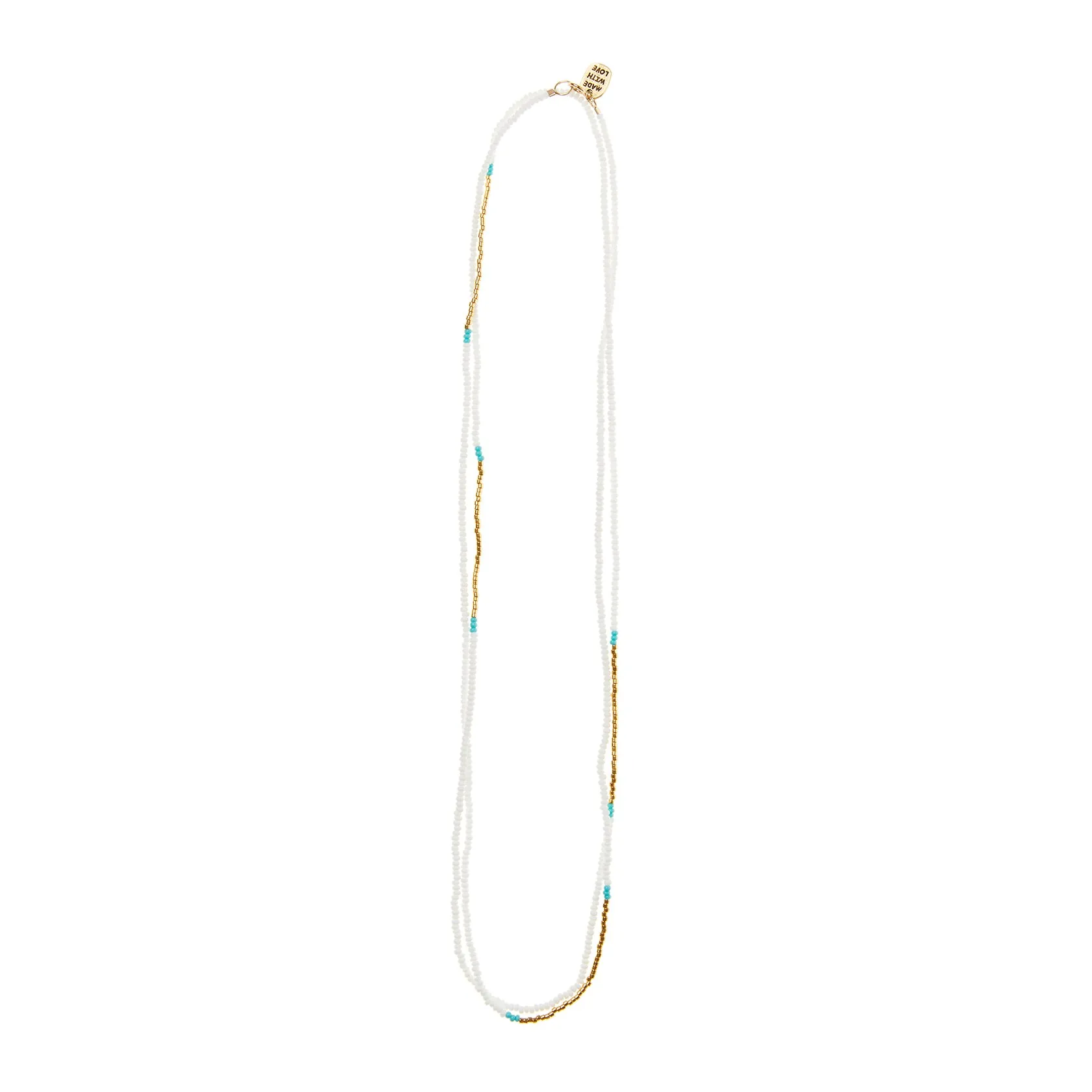 Long Endito Multi Wrap - WHITE/GOLD/TURQUOISE