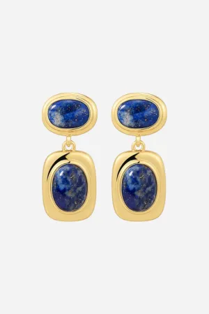 LUV AJ Lapis Double Studs in Gold