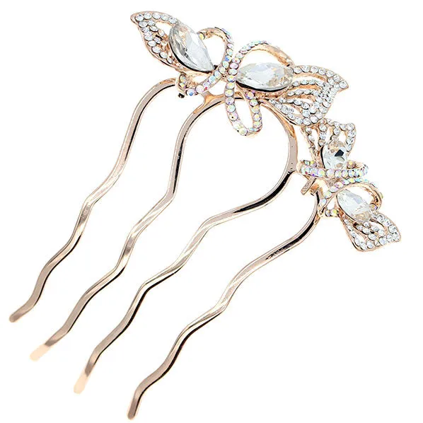 LUX Zircon & Czech Rhinestone French Twist Updo Comb Butterflies