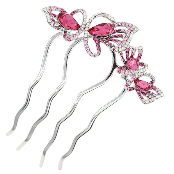 LUX Zircon & Czech Rhinestone French Twist Updo Comb Butterflies