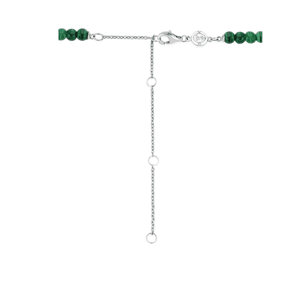 Malachite Green Bead Necklace - Silver - 3916MA/42