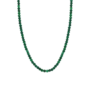 Malachite Green Bead Necklace - Silver - 3916MA/42