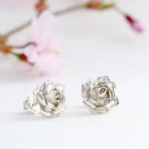 Medium rose stud earrings - a 1.5 cm flower rose earrings