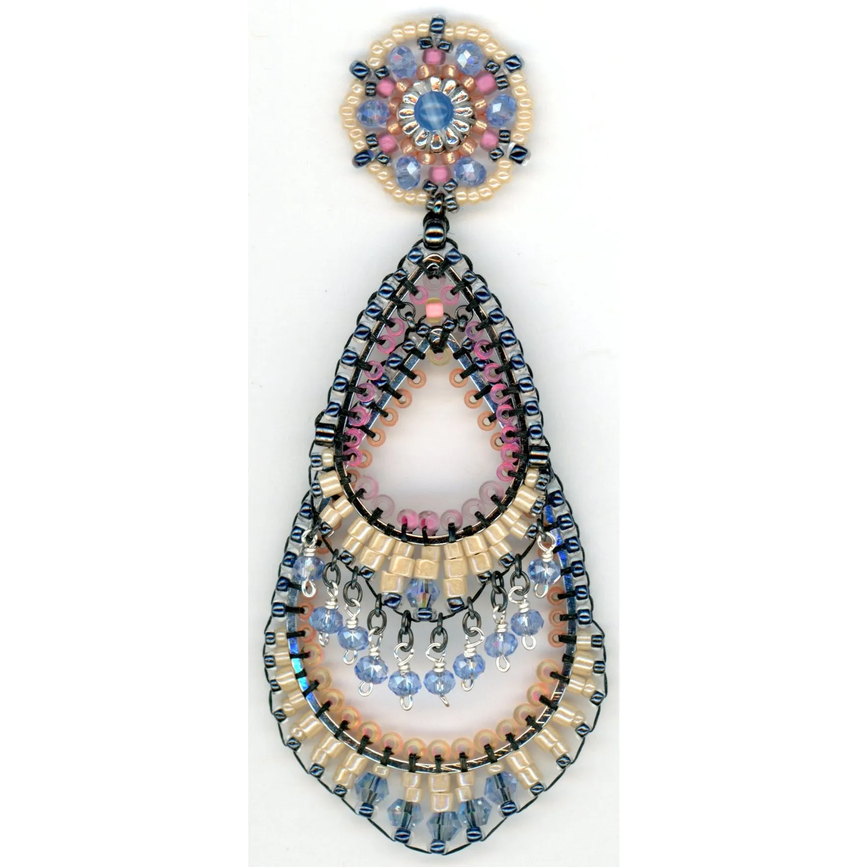 Miguel Ases Blue Jade Mix Open Teardrop Earring