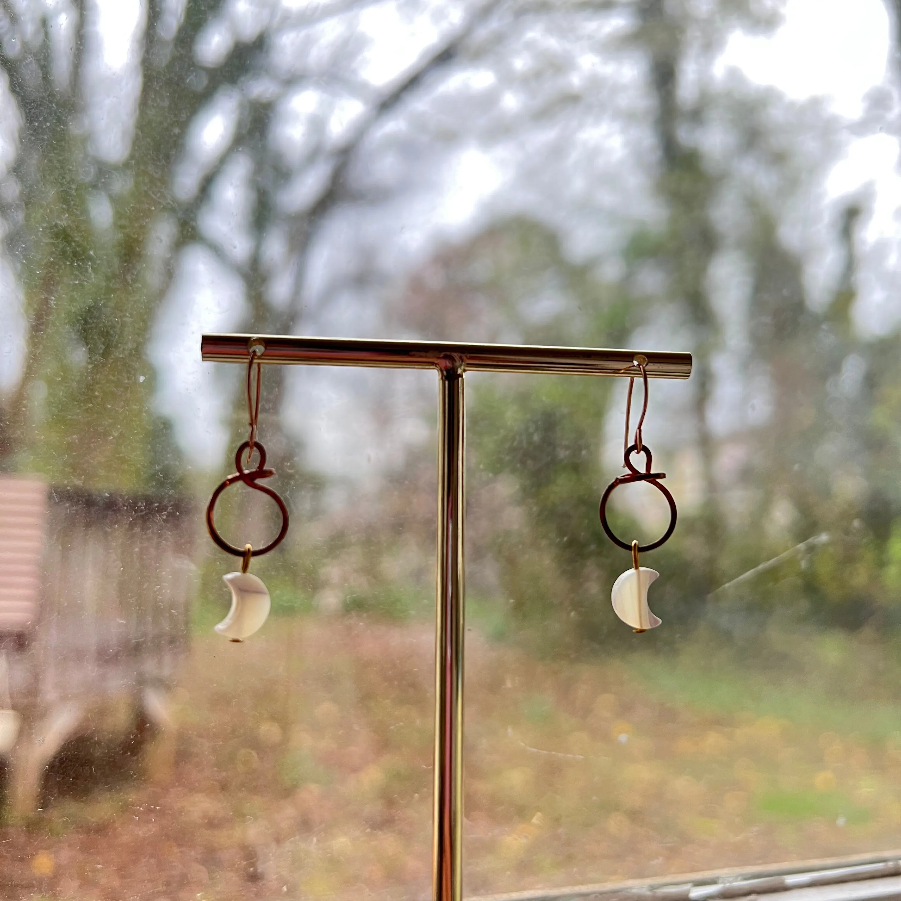 Mini Moon Hoop Earrings - Mother of Pearl