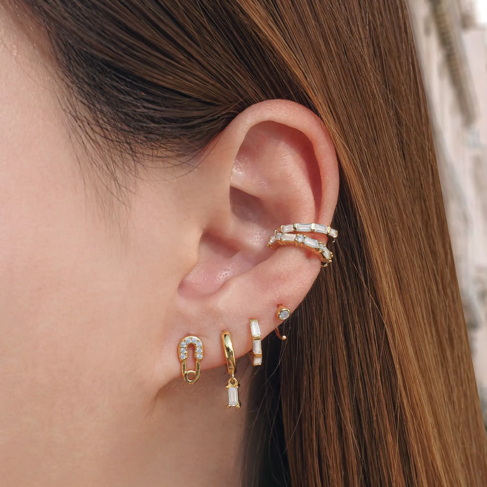 Mini Safety Pin Stud Earrings