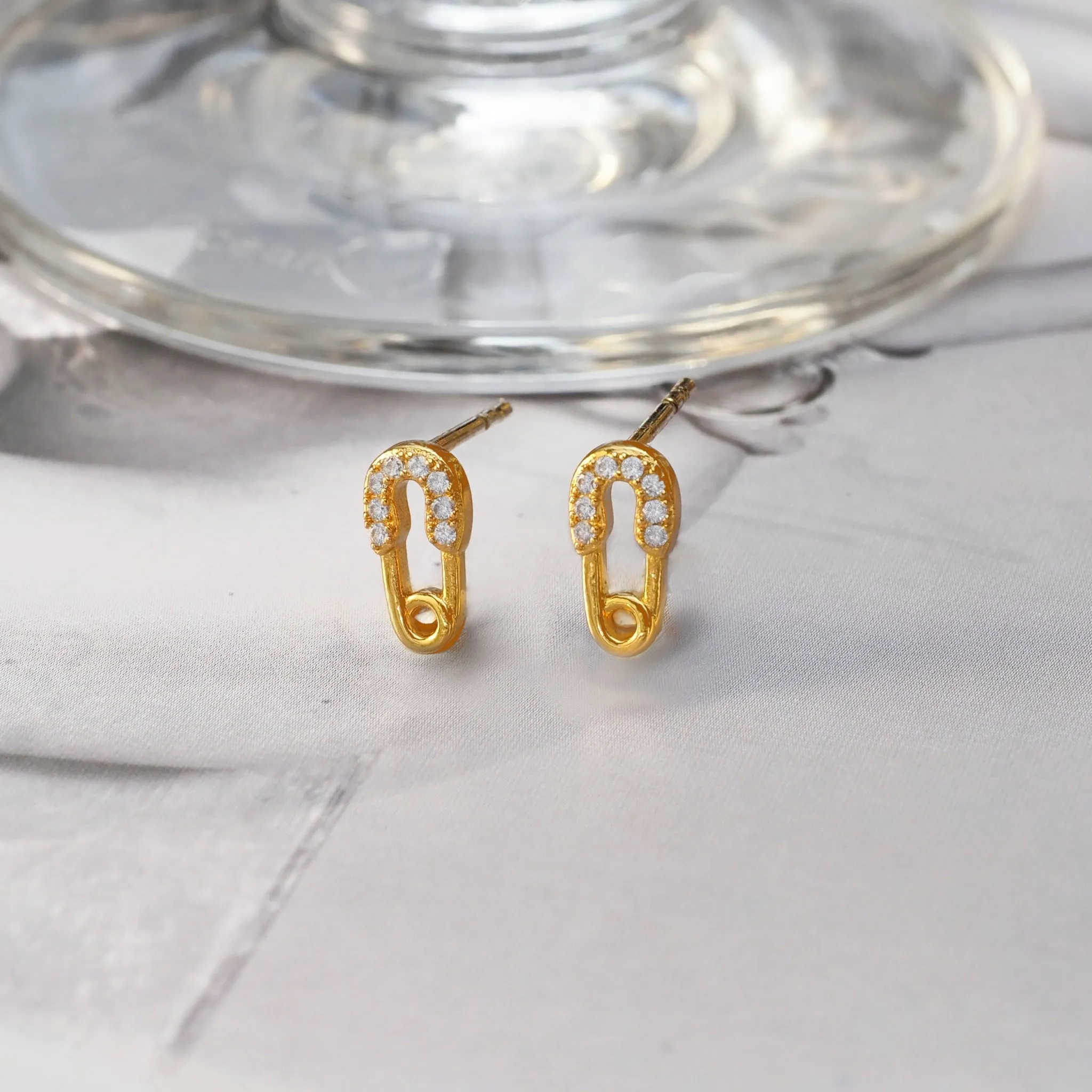 Mini Safety Pin Stud Earrings