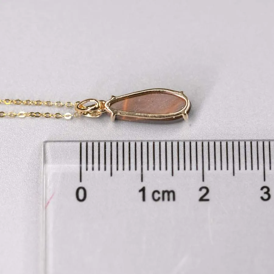 Minimalist Australian Boulder Opal Necklace Pendant 18K Yellow Gold