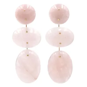Mobile Earrings Triple Rose Quartz