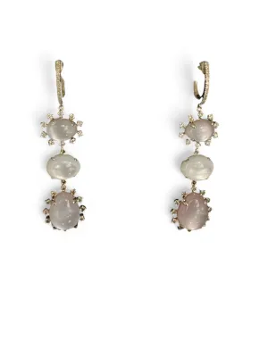 MOP hanging pink and white and diamonds Earrings