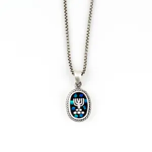 Mosaic Opal Menorah Medallion Necklace