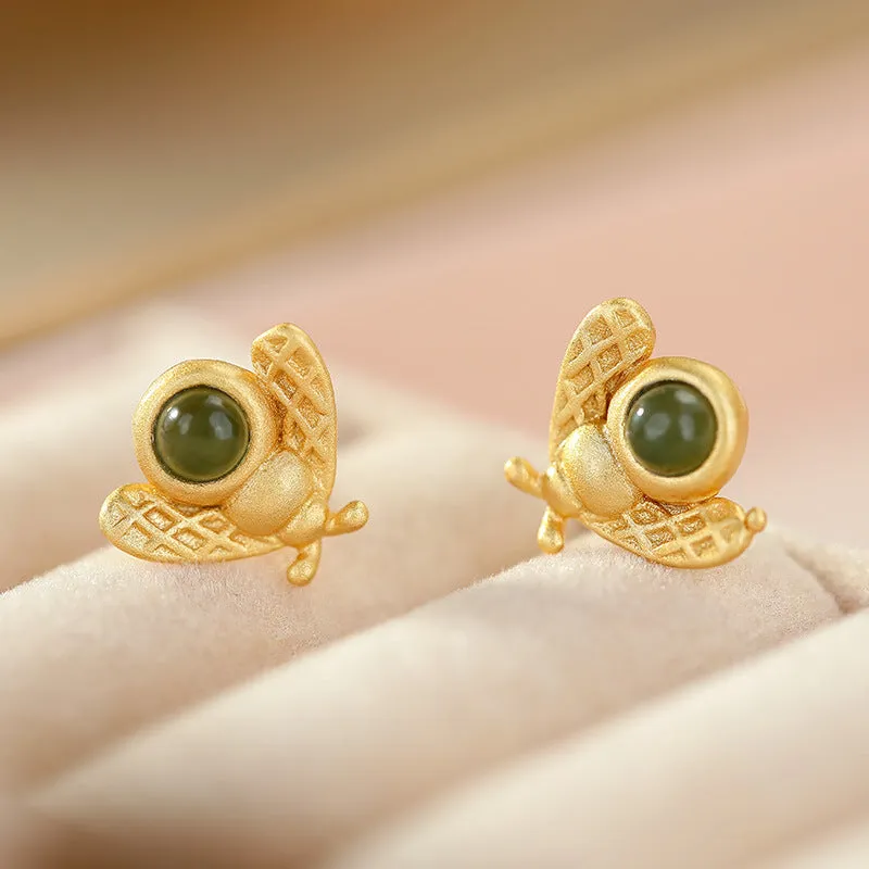 Natural Jade Earrings Nephrite Silver Earrings ZNE258