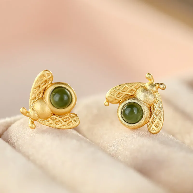 Natural Jade Earrings Nephrite Silver Earrings ZNE258