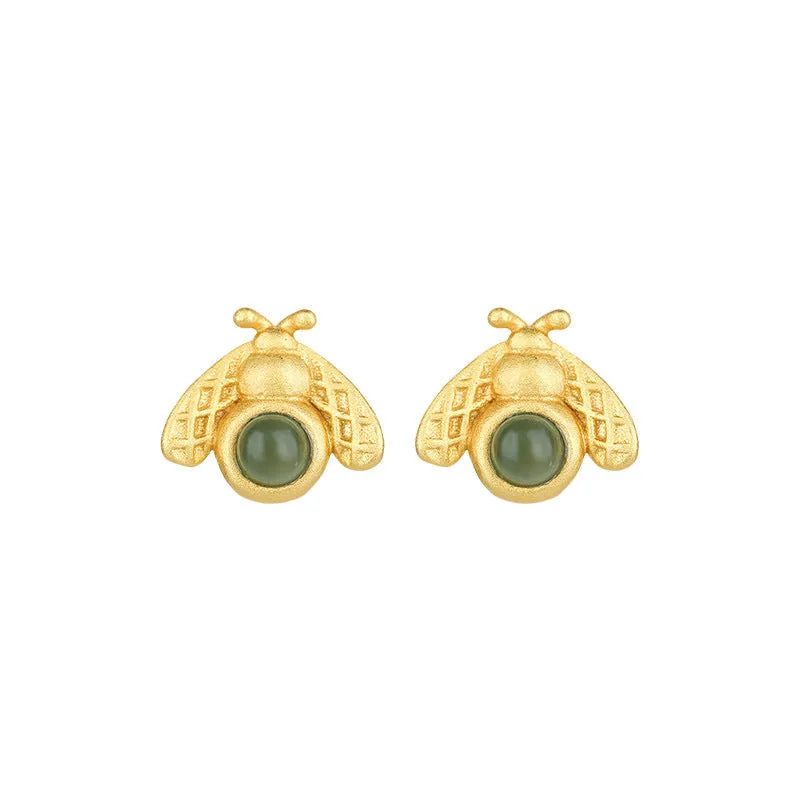 Natural Jade Earrings Nephrite Silver Earrings ZNE258