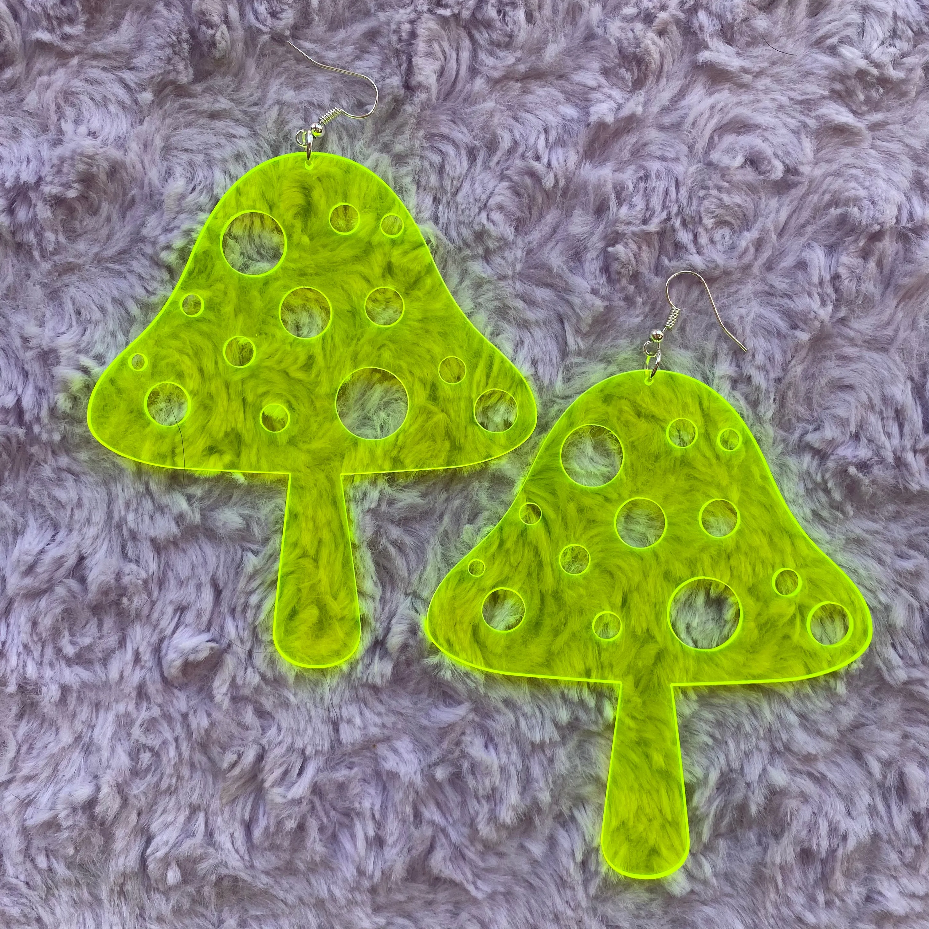 Neon Mushroom Earrings