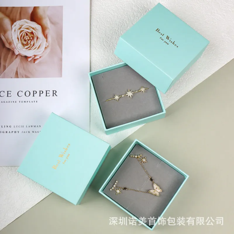 New Japanese And Korean Style Jewelry Box Ring Necklace Ear Stud Box Fashion Jewelry Storage Box Blue And Green Bracelet Box Wholesale