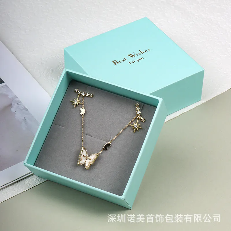 New Japanese And Korean Style Jewelry Box Ring Necklace Ear Stud Box Fashion Jewelry Storage Box Blue And Green Bracelet Box Wholesale
