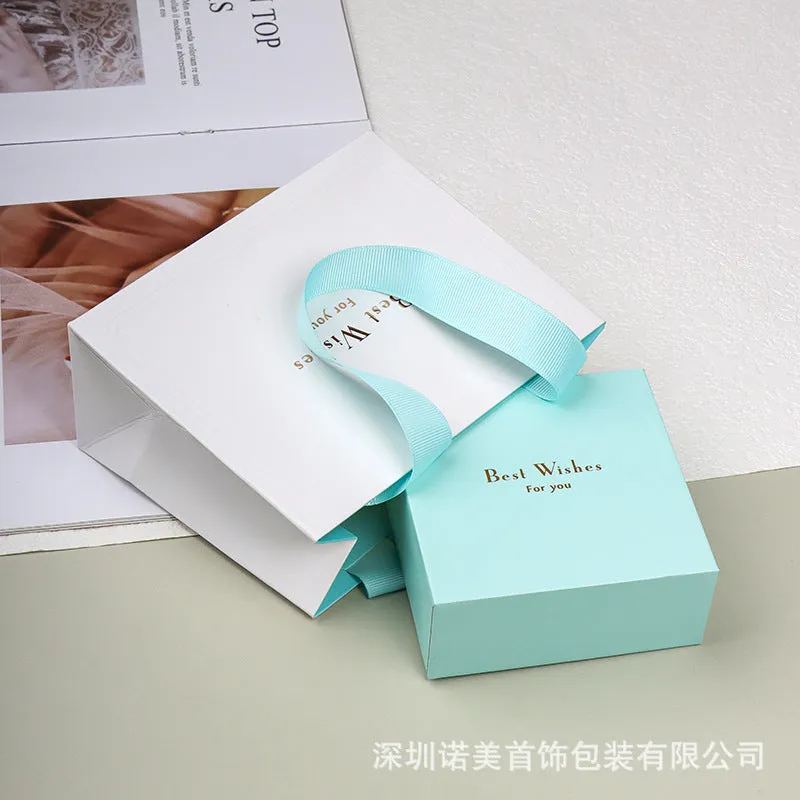 New Japanese And Korean Style Jewelry Box Ring Necklace Ear Stud Box Fashion Jewelry Storage Box Blue And Green Bracelet Box Wholesale