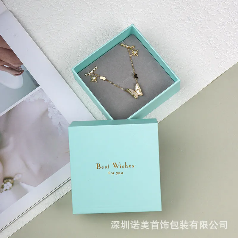 New Japanese And Korean Style Jewelry Box Ring Necklace Ear Stud Box Fashion Jewelry Storage Box Blue And Green Bracelet Box Wholesale