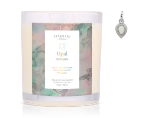 October Opal Birthstone Charm - Jewel Candle