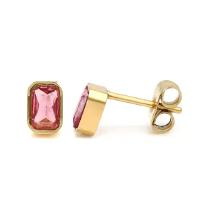 October Opal Birthstone Earrings - Yellow Gold