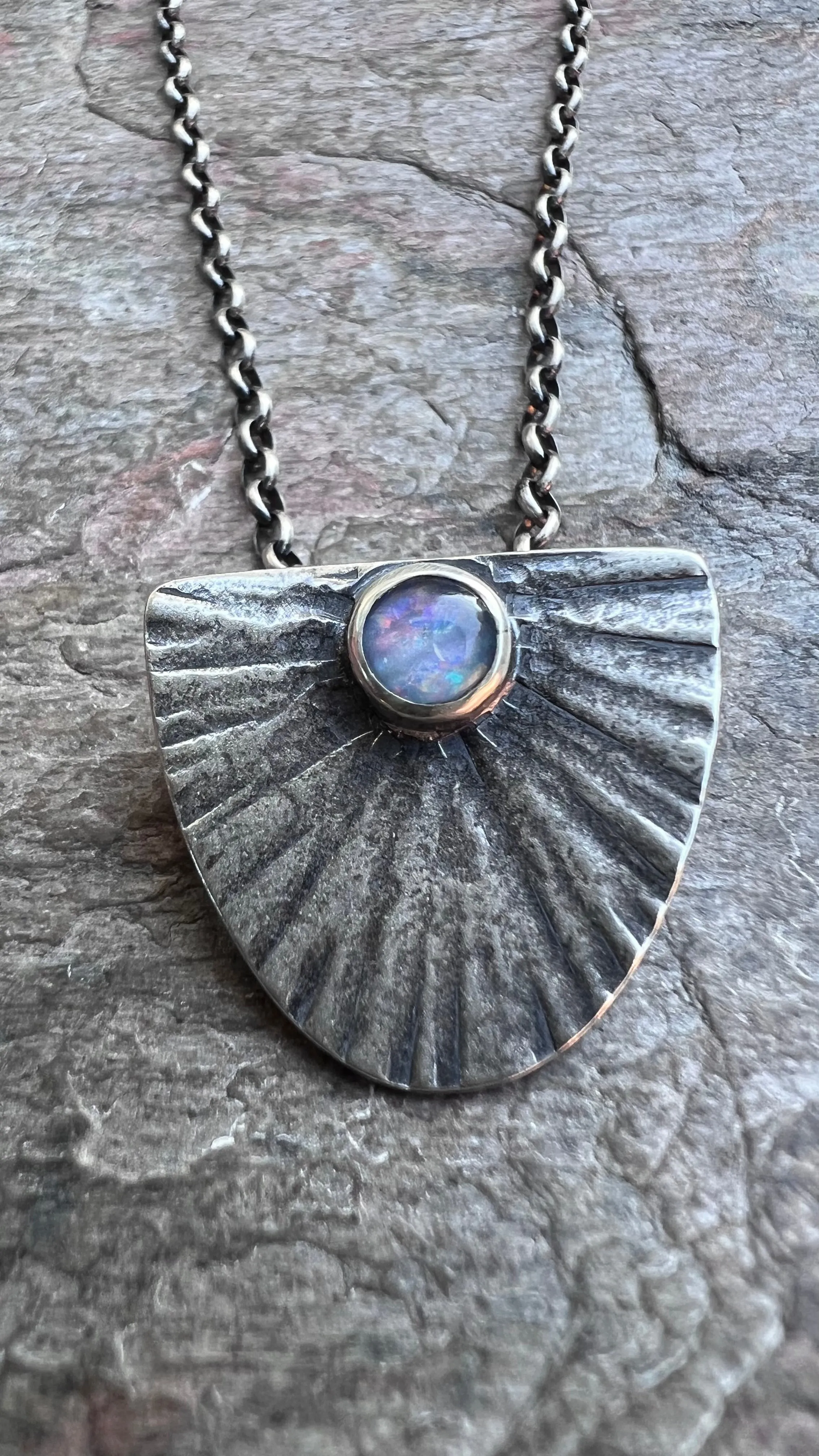 Opal Sterling Silver Necklace - Handmade Opal Triplet Pendant on Sterling Silver Chain