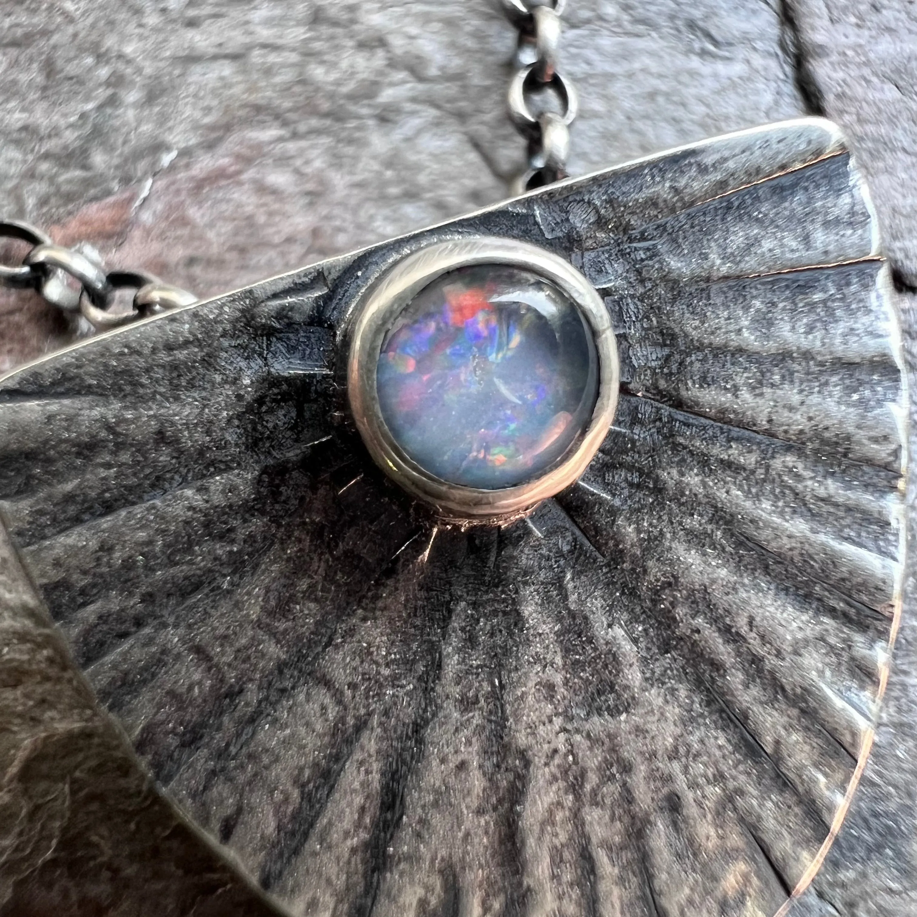 Opal Sterling Silver Necklace - Handmade Opal Triplet Pendant on Sterling Silver Chain