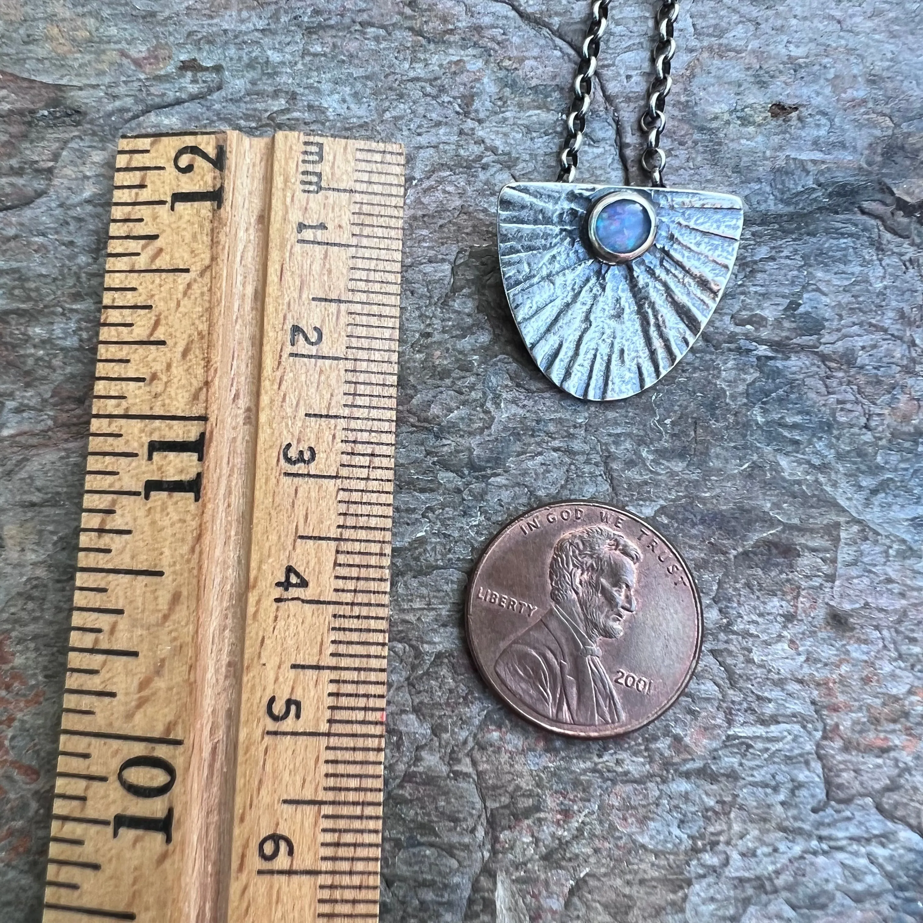 Opal Sterling Silver Necklace - Handmade Opal Triplet Pendant on Sterling Silver Chain