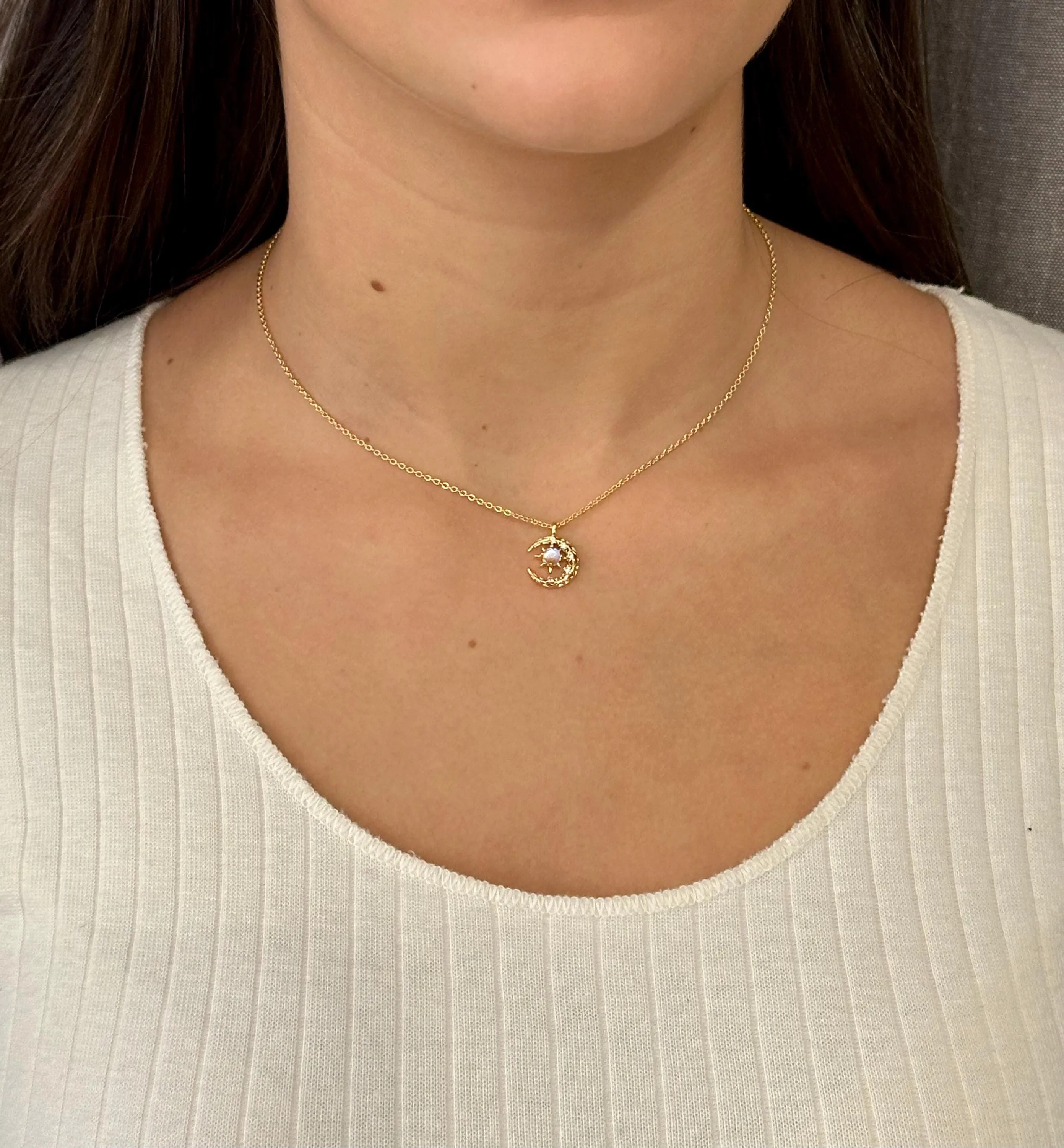 Opalescent Celestial Moon Necklace