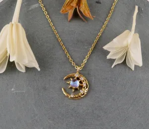 Opalescent Celestial Moon Necklace