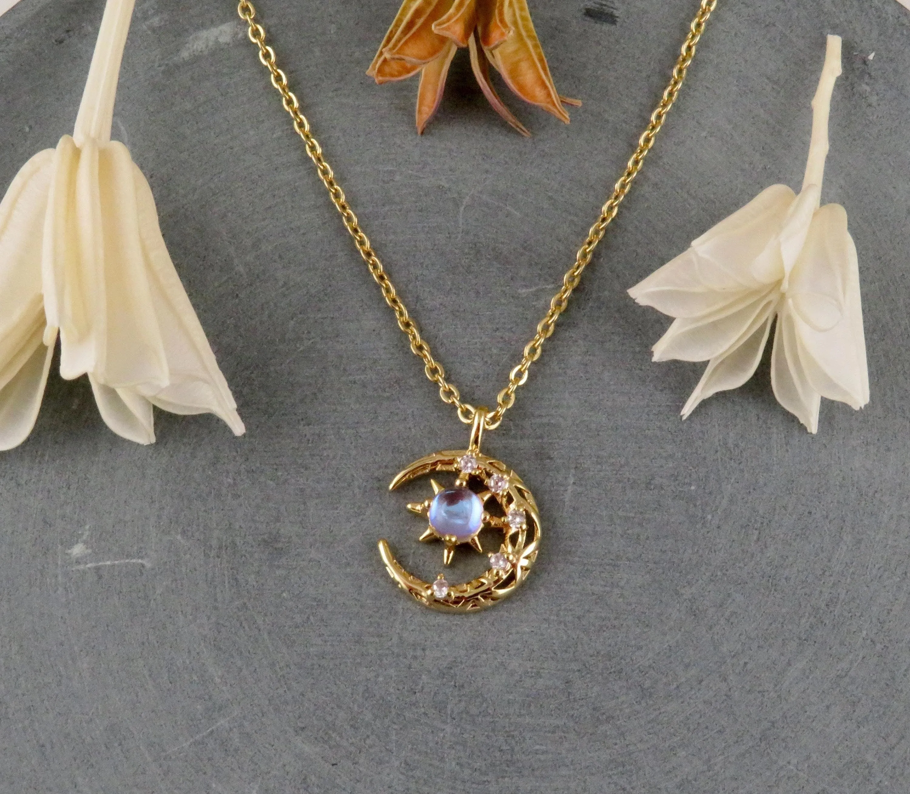 Opalescent Celestial Moon Necklace