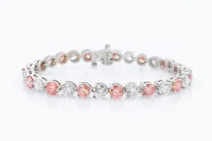 Pink and White Lab Grown Diamond Tennis Bracelet
