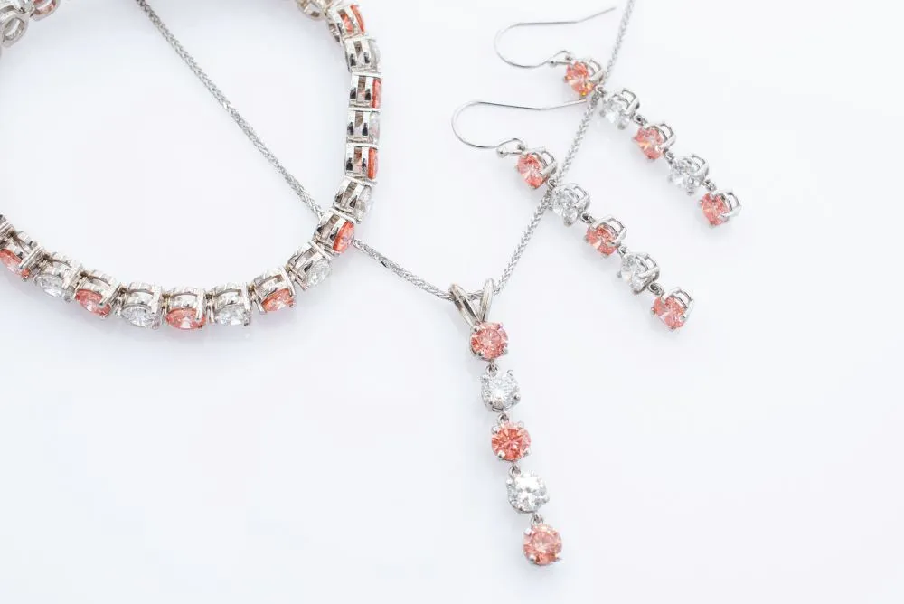 Pink and White Lab Grown Diamond Tennis Bracelet