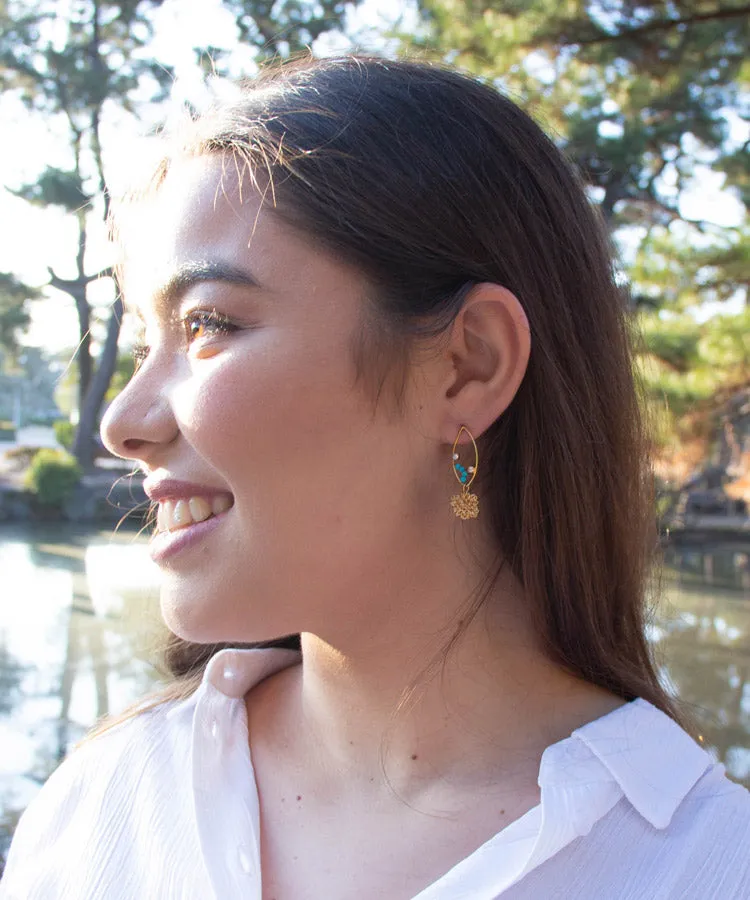 Pink Jade Chrysanthemum Rhombus Japanese Earrings