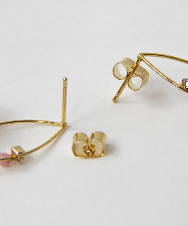 Pink Jade Chrysanthemum Rhombus Japanese Earrings