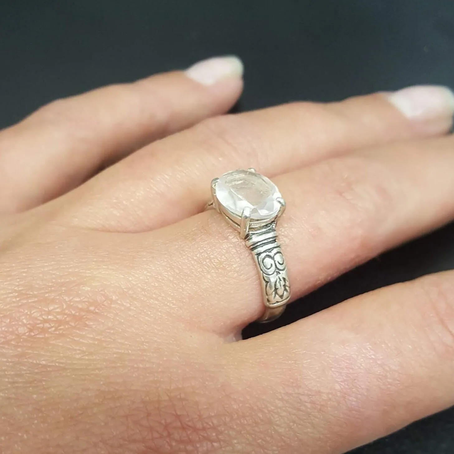 Pink Quartz Ring - Genuine Rose Quartz - Tribal Solitaire Ring