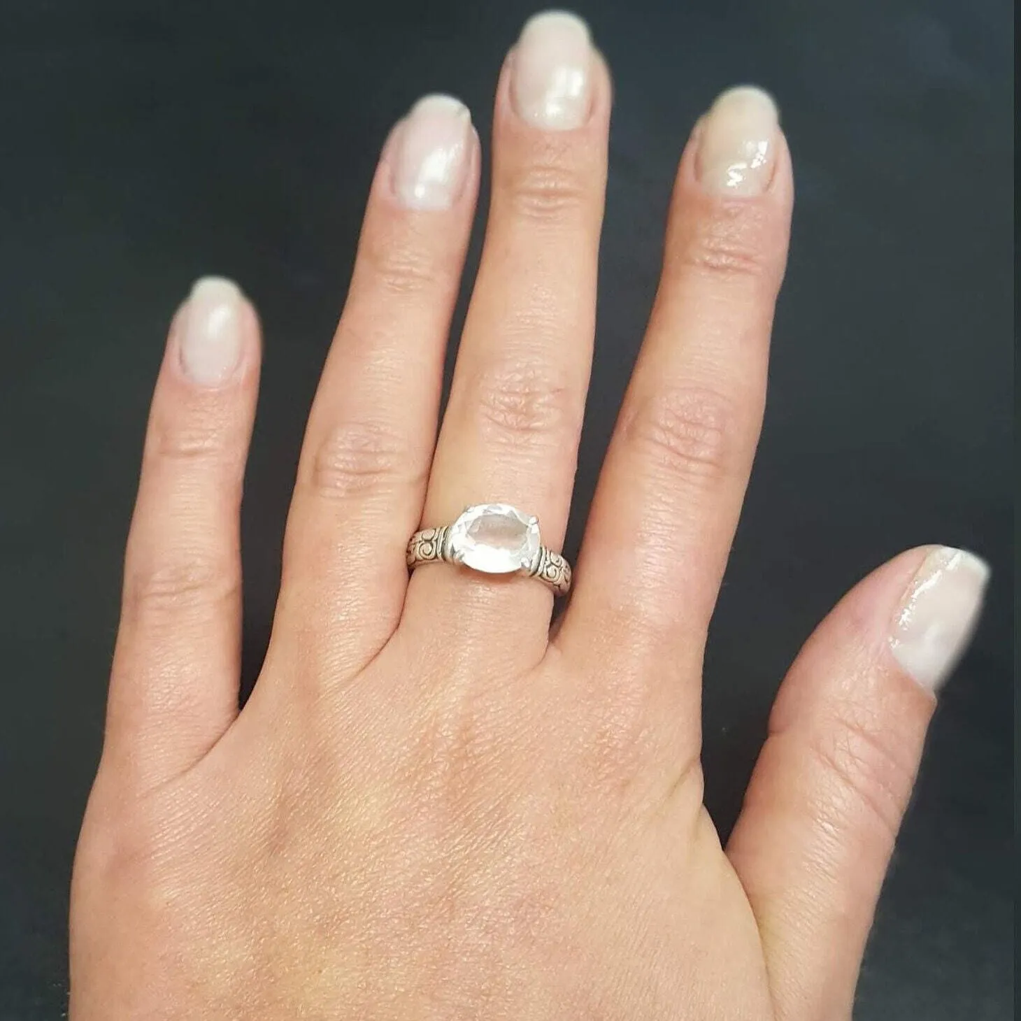 Pink Quartz Ring - Genuine Rose Quartz - Tribal Solitaire Ring