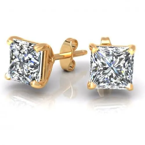 Priceless 0.80CT Round Cut Diamond Stud Earrings in 14KT Yellow Gold