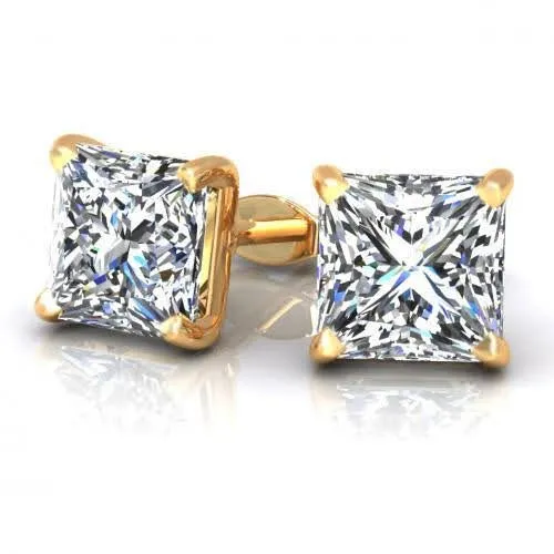 Priceless 0.80CT Round Cut Diamond Stud Earrings in 14KT Yellow Gold