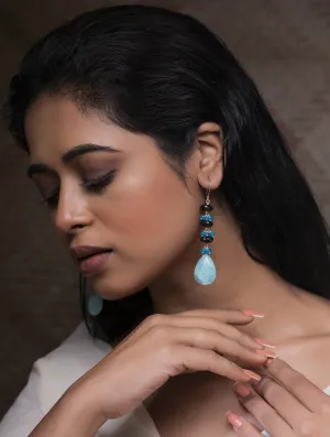 Pure Silver Earrings With Semi Precious Stones - Aqua Green Harmony