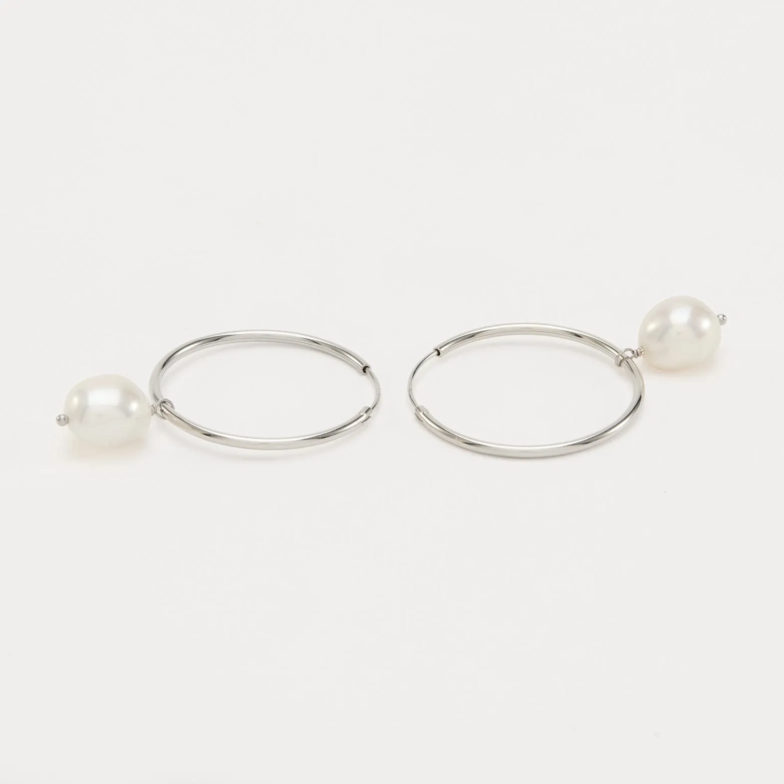 Rebecca Pearl Hoops Replacement Pearl (Silver)