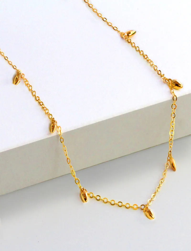 RICE Bead Chain Strand Necklace | 18K Gold Over Sterling Silver